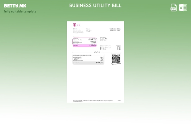 Модерен стил Чешка Т Мобилна деловна сметка за комунални услуги () шаблон